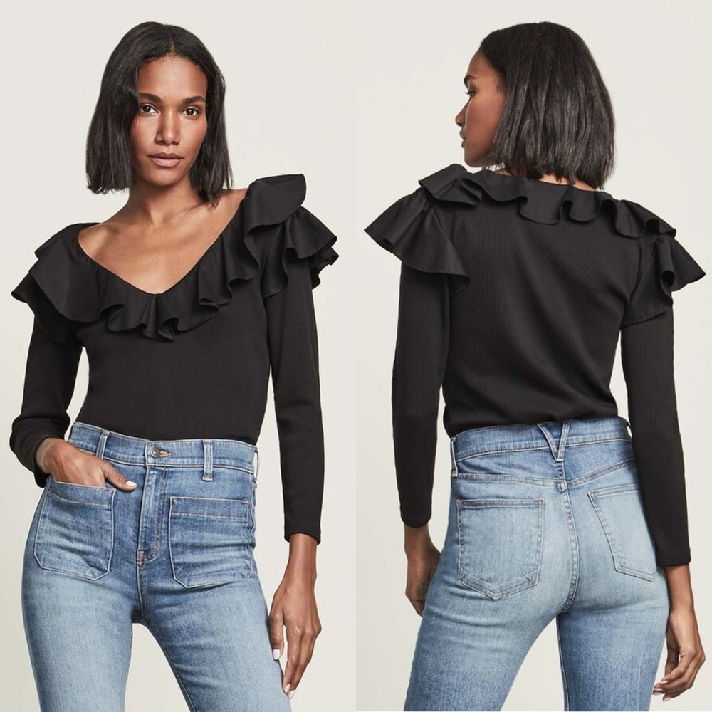 Veronica Beard Strata Ruffled Top